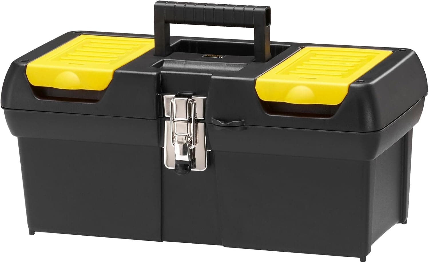 STANLEY Caja de Herramientas Milenium, Resistente Polipropileno, Bandeja Extraíble, Organizadores en Tapa, Cierres Metálicos, Asa Bimaterial, dimensiones en cm 41,1 x 19,9 x 18,5, 1-92-065