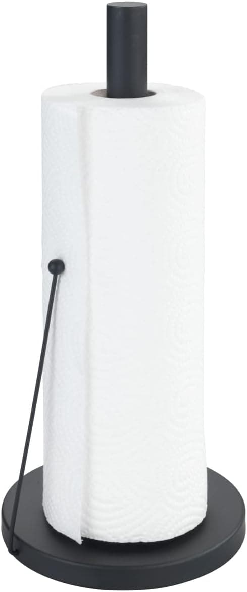Wenko Suporte de rolos de cozinha Clayton, suporte independente de cor preta para rolos de cozinha comuns, metal revestido a pó, medidas de diâmetro 15 x 33 cm, 55015100