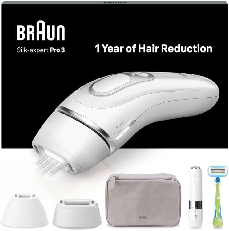 Braun Luz de pulso Silk-expert Pro 3 PL3136 Depiladora IPL, remoção de pêlos em casa, com capa, máquina de depilação Vênus, 2 cabeças
