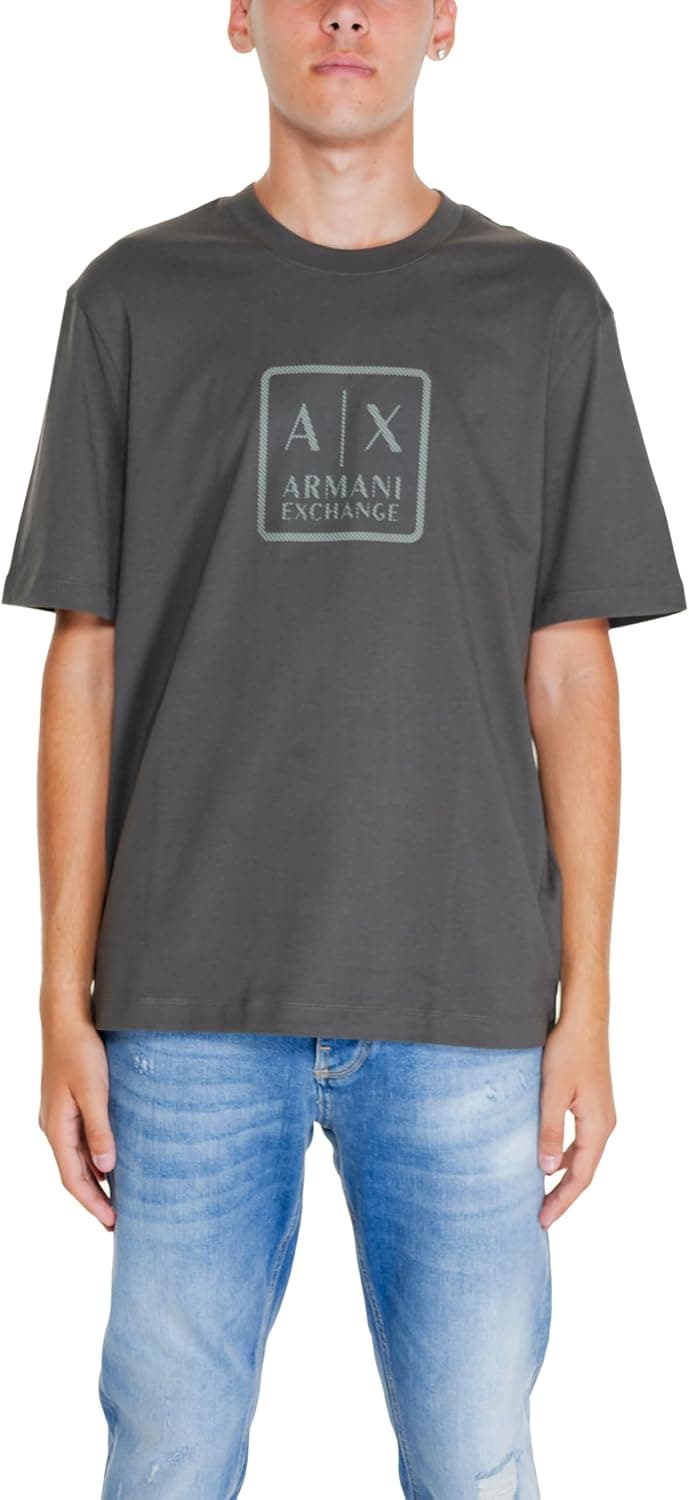 Armani Exchange Square A | x logótipo regular Fit Heavy Jersey T-shirt para homem