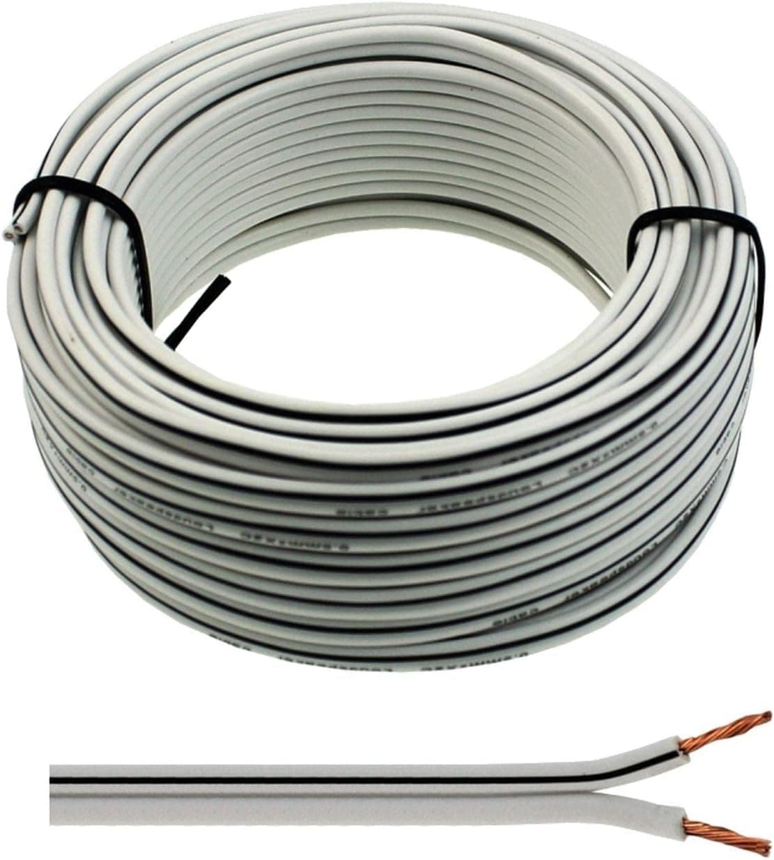 SeKi Cabo de altifalante 2 x 0,75 mm2 – 10 m, branco – CCA – cabo de áudio – cabo de caixa