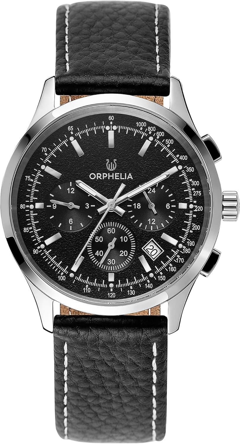 Orphelia Wristwatch | Relógio de pulso para homem com duplo fuso horário e mostrador preto