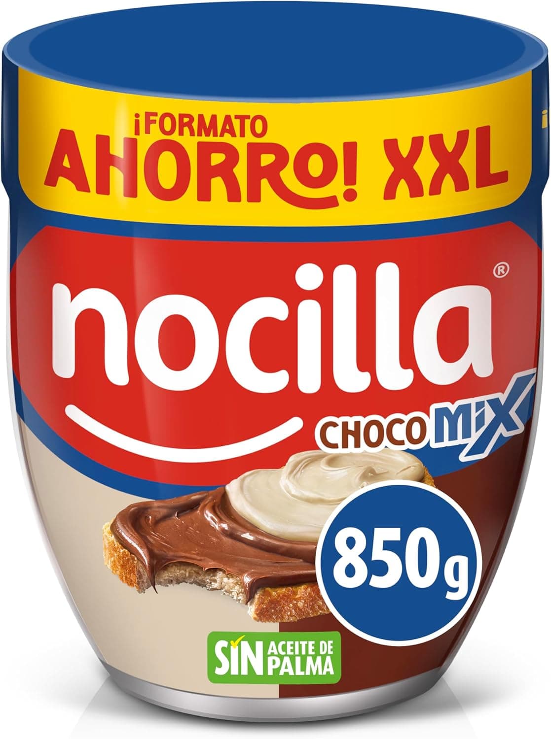 Nocilla ChocoMix | Creme de cacau duplo com leite e avelãs sem óleo de palma, embalagem reutilizável 850 g