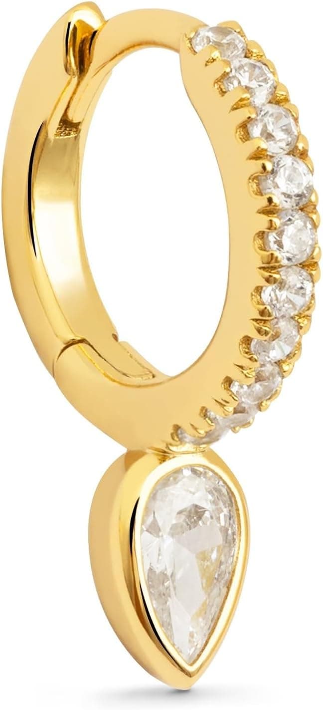 SINGULARU - Brincos soltos em zircões - brincos soltos em prata de lei 925 ou latão com acabamento de casa de banho em ouro de 18 Kt e com motivos- brincos com zircões - jóias para mulher