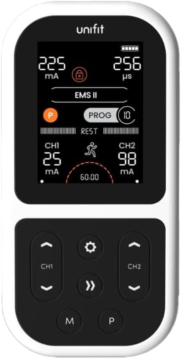 TensCare Unifit: Dispositivo versátil TENS, EMS e massagem para alívio da dor, reabilitação e reforço muscular. Programas específicos para diferentes grupos musculares