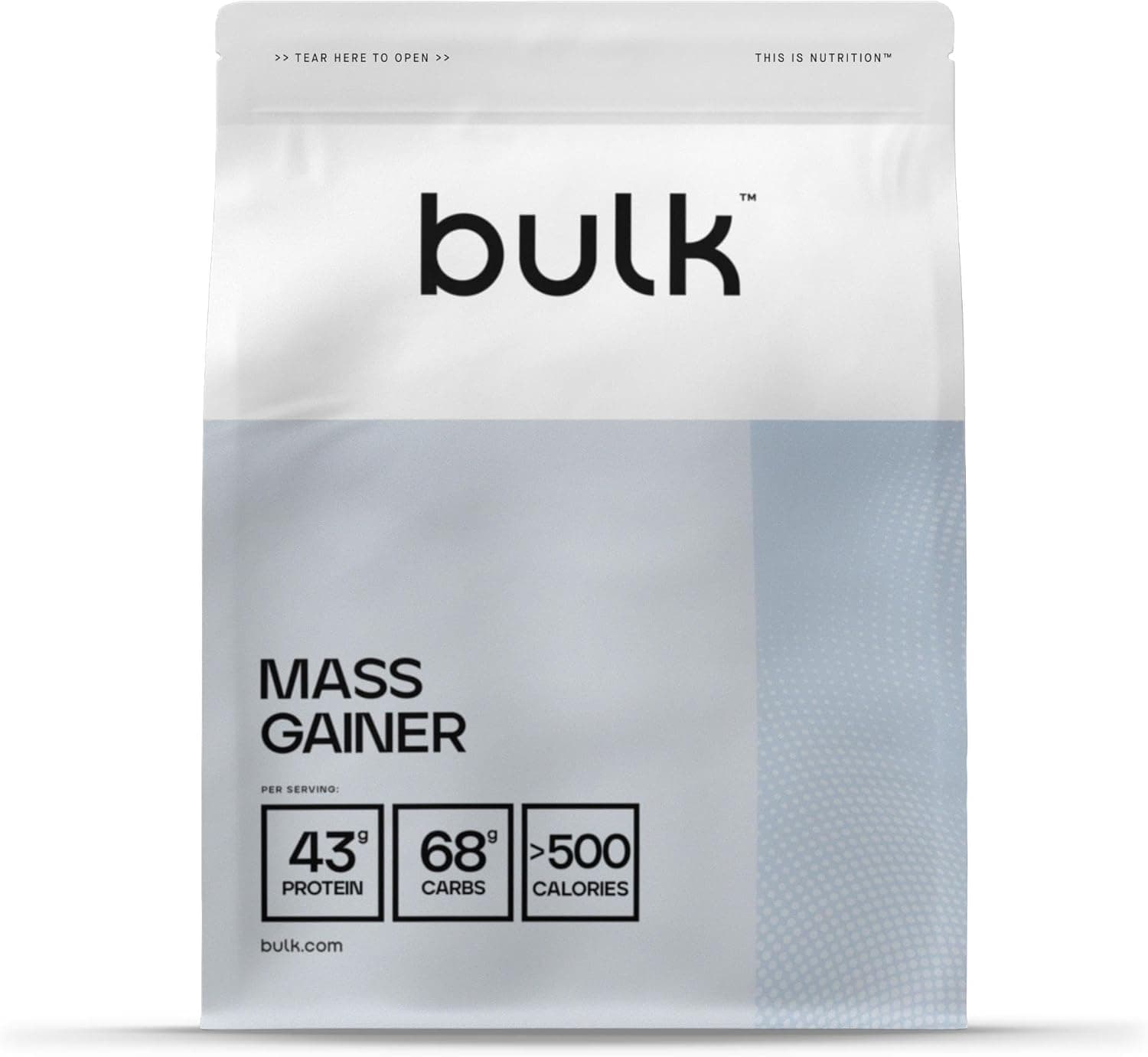 Bulk Mass Gainer, batido de proteínas em pó, produto para ganhar peso, glutamina, baunilha, 2,5 kg, 18 doses