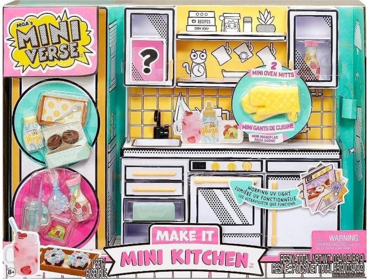 MGA Entertainment Miniverse Make It Mini Food Multipack - Conjunto de comida DIY com luz UV, réplicas de ingredientes alimentares e conjunto de resina - não comestível