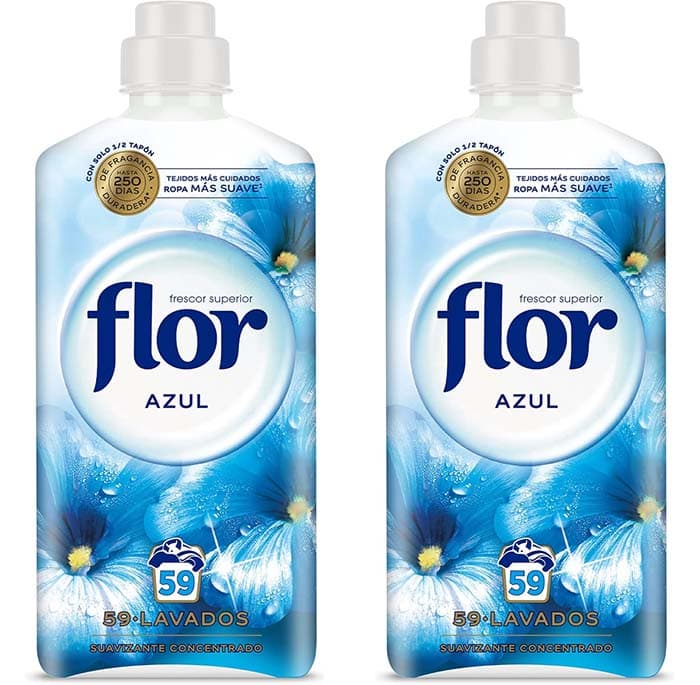 Flor - Suavizante para roupas concentradas, aroma azul - 59 doses x 2
