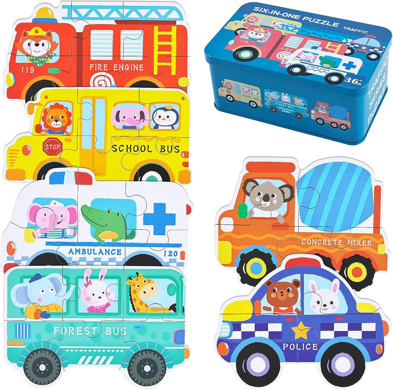 BBLIKE Brinquedos Montessori puzzle infantil para crianças, puzzle de madeira, 6 pacotes quebra-cabeças puzzle brinquedos bebés para crianças de 1 2 3 4 5 anos montessori educativos presentes 3D