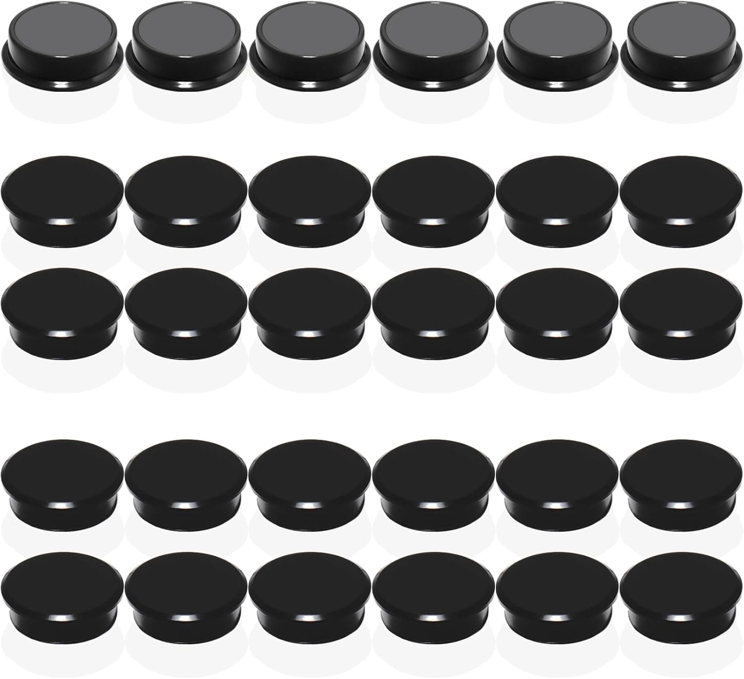 DUJEQM Ímanes para frigorífico, 30 ímanes pequenos para quadro branco, ímanes redondos fortes e resistentes, lindos ímanes de quadro branco para frigorífico, armário, sala de aula, escritório (preto)