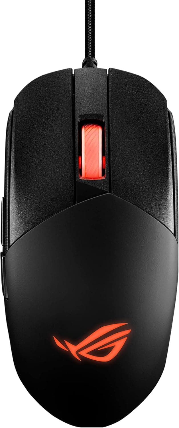ASUS ROG Strix Impact III Rato Gaming semi-ambidextro, leve, sensor de 12000 dpi, 5 botões programáveis, interruptores intercambiáveis, cabo Paracord, rato Gaming para FPS, preto