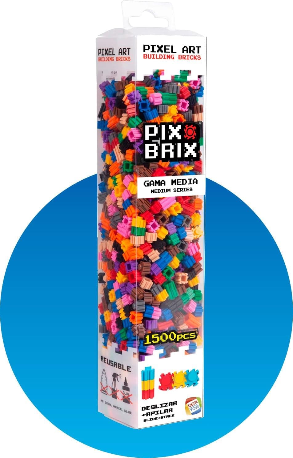 Cefa Toys PIX BRIX | Conjunto de construção com 1500 peças para criar arte pixelada em 2D e 3D sem cola ou ferro