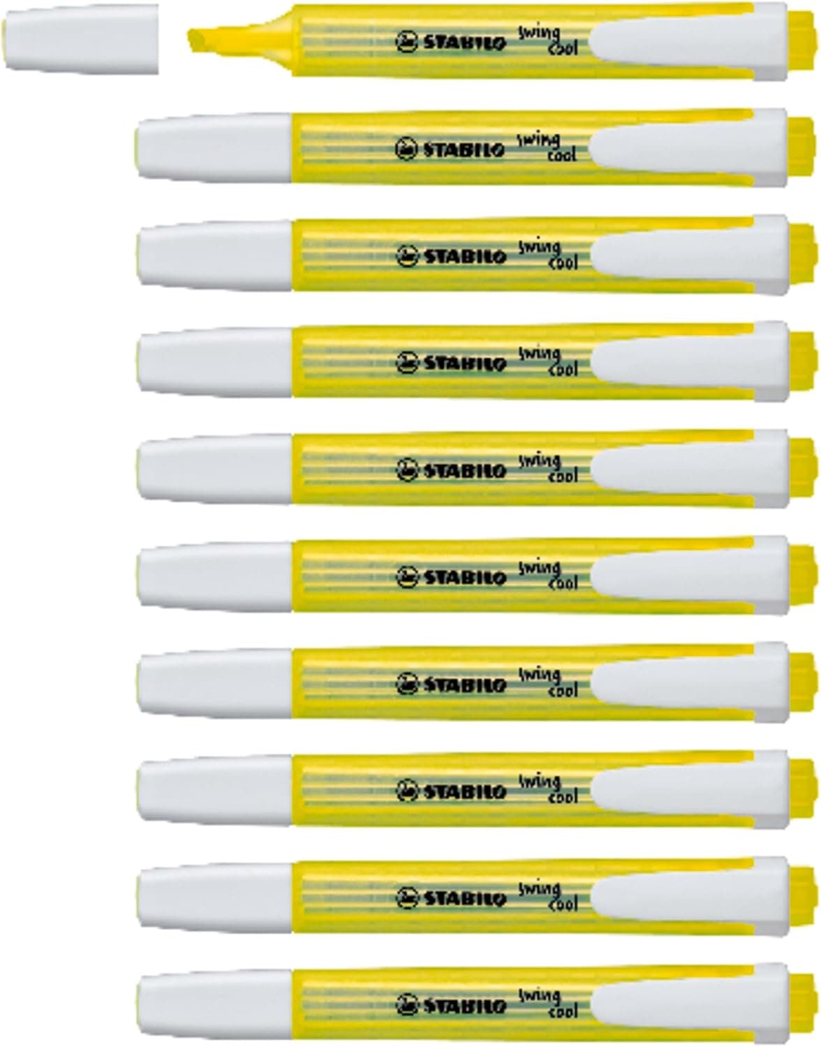 Marcador fluorescente STABILO swing cool - caixa com 10 unidades amarelo
