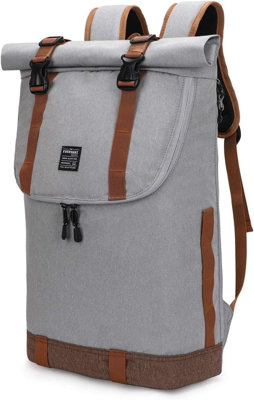 EverVanz Mochila para laptop, mulher e homem de rolo resistente à água