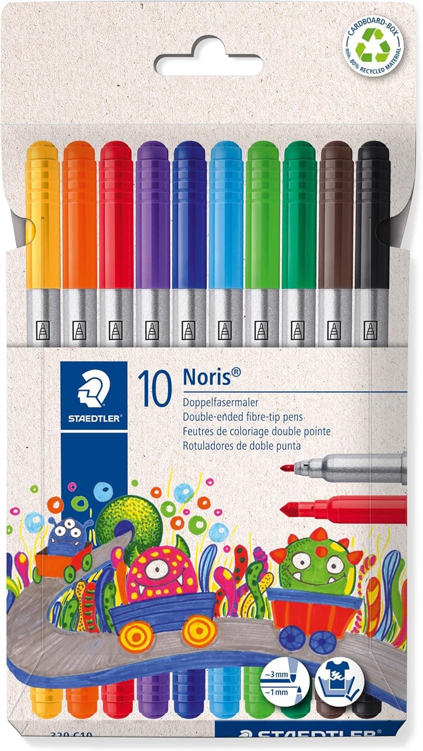 STAEDTLER Noris Marcadores de feltro para colorir (10 cores sortidas, 320 C10)