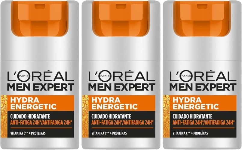 L'Oréal Paris Men Expert Hydra Energetic cuidado hidratante antifadiga 24h, 50 ml x 3