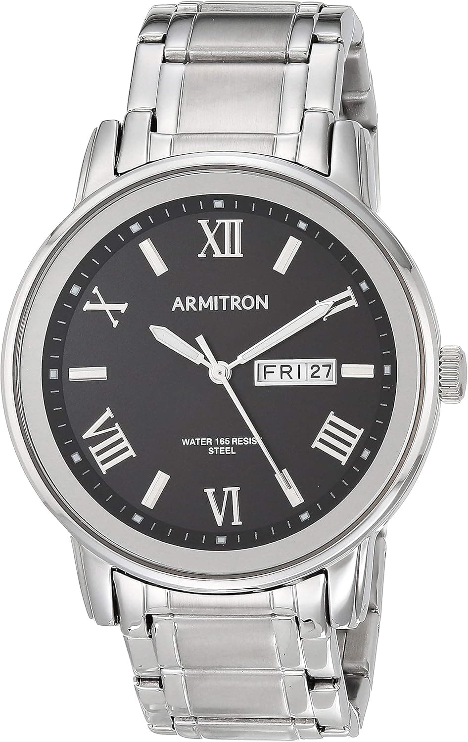 Armitron 20/4935BKSV Relógio de pulso masculino com mostrador prateado e preto