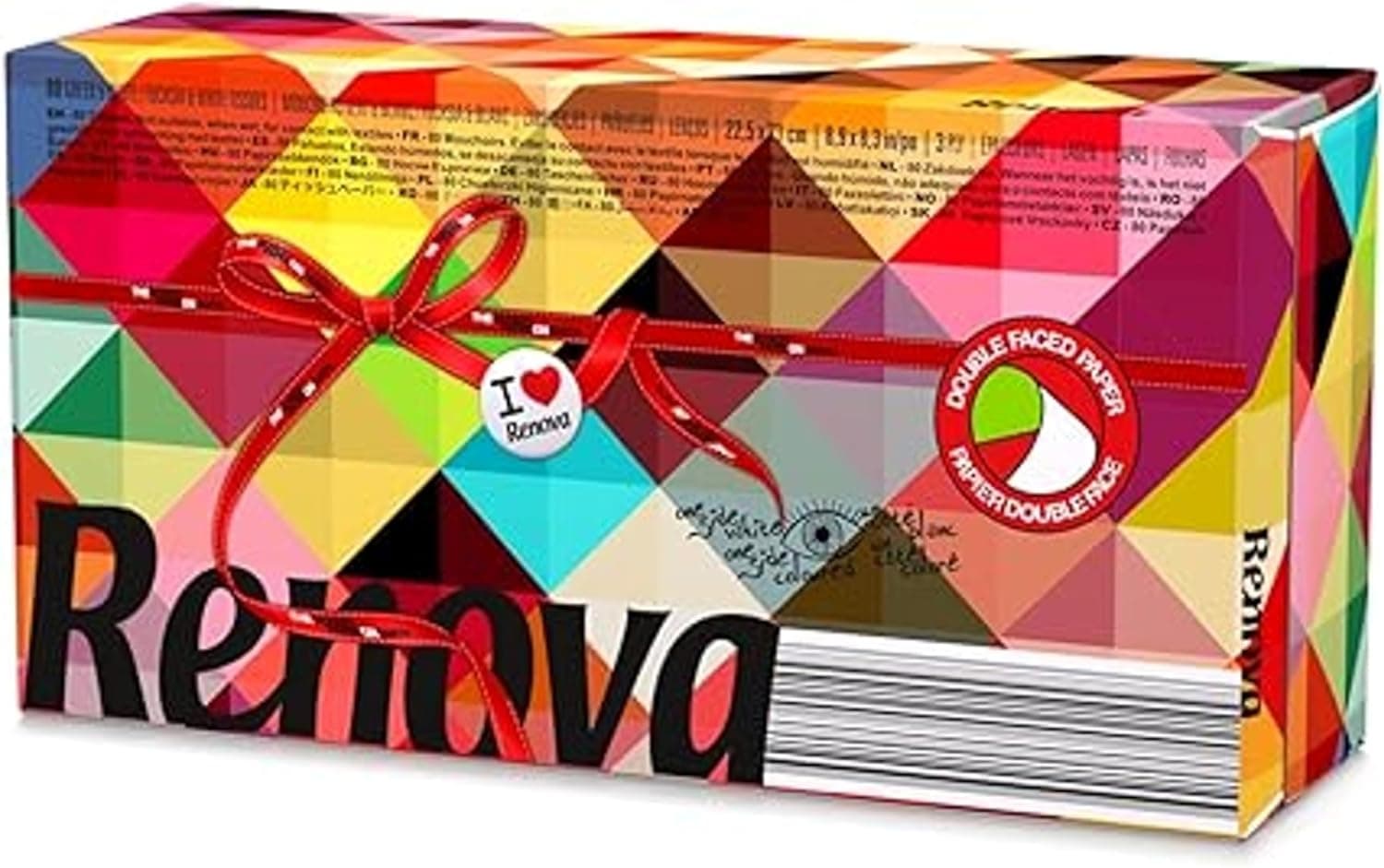 Renova Red Label Bicolor | Lenços faciais verdes e fúcsia em caixa com 80 unidades