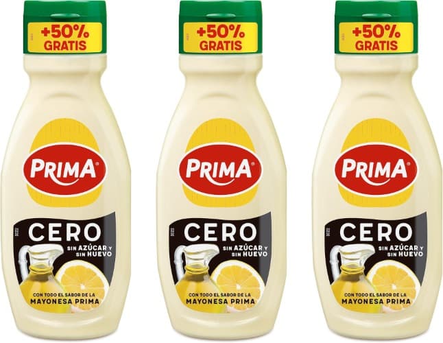 Prima Maionese vegana sem ovo e sem açúcar, 395g x 3
