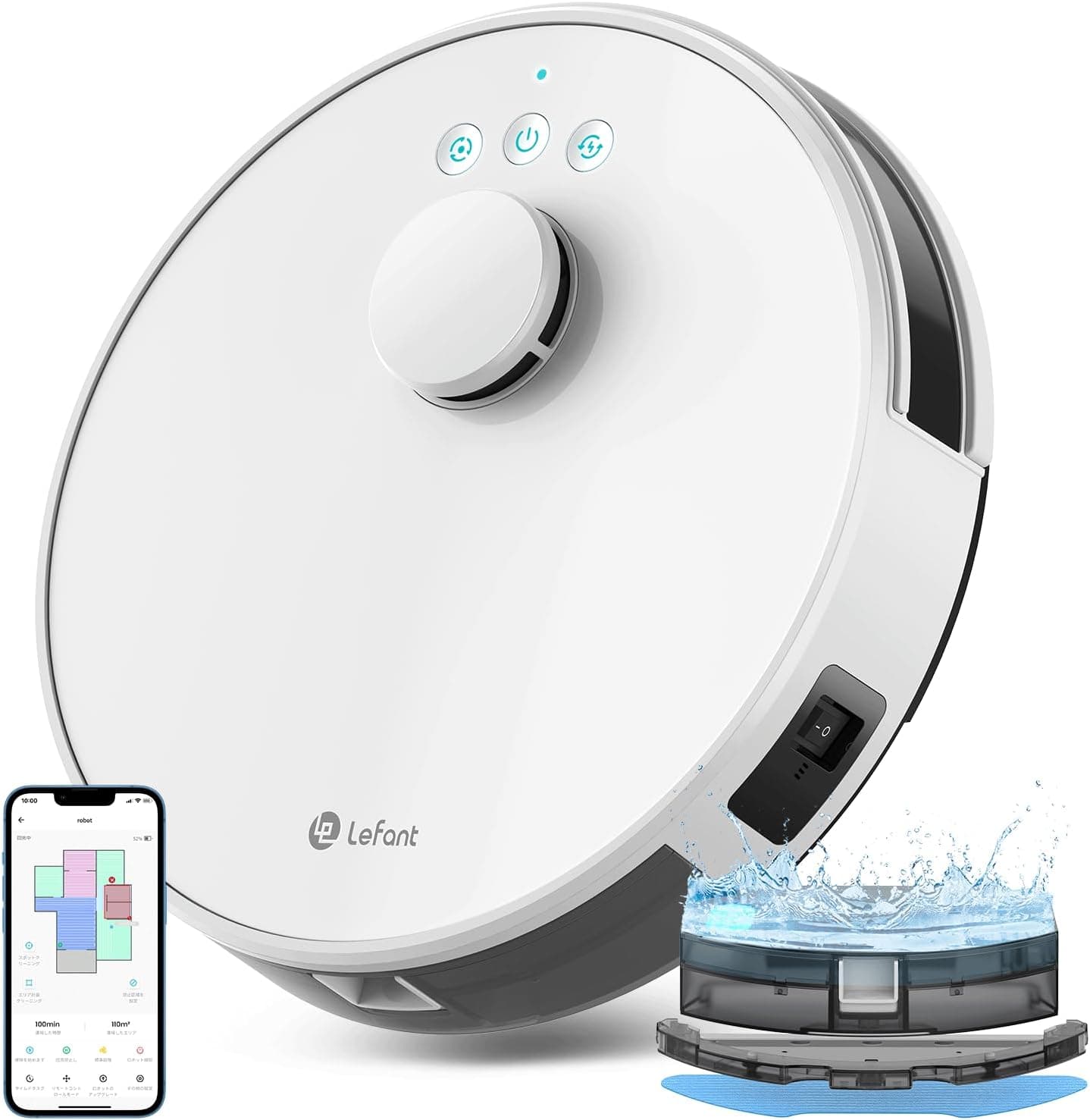 LEFANT Robot aspirador e esfregona 4000Pa 2 em 1, navegação LiDAR, mapeamento multiestágio, áreas virtuais, aspirador de robô conectado por Alexa/App/WiFi, ideal para pêlos de animais, branco