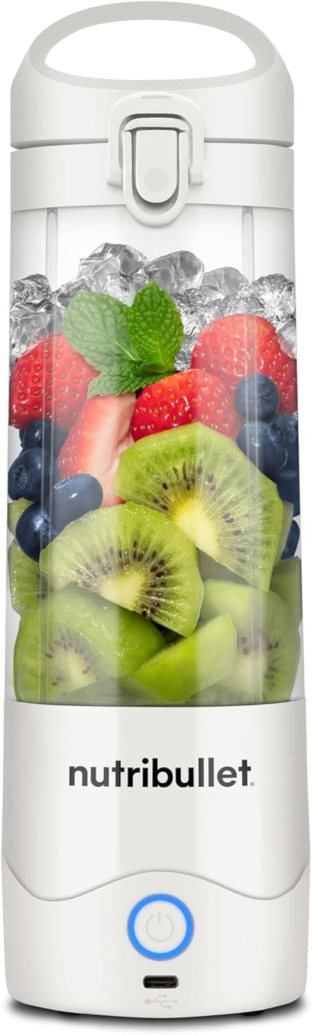 NutriBullet Portátil, Liquidificadora pessoal portátil e leve, Liquidificadora elétrica, Liquidificadora para fazer Smoothies, Liquidificadora multifuncional, copos de 475 ml, Carregador USB-C