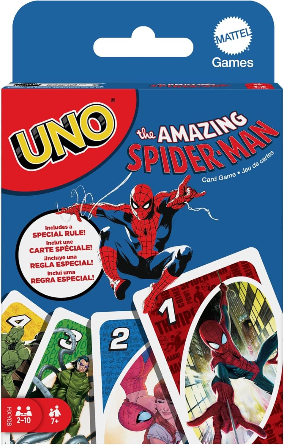 Mattel Games UNO The Amazing Spider-Man Jogo de cartas para crianças, adultos e famílias com baralho e régua especial, inspirado na série de banda desenhada da Marvel - para meninos e meninas 7 anos