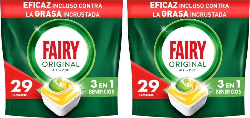 Fairy Cápsulas originais tudo em uma máquina de lavar louça, limão, 29 cápsulas x 2