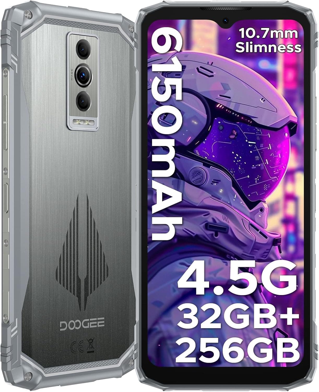 DOOGEE Blade10 Pro Energy telemóvel inquebrável Android 15, telemóvel inquebrável 32 GB + 256 GB/2TB, bateria de 4,5 G 6150 mAh, 50 MP câmara móvel rugerizado, 10,7 mm, 6,56" HD, IP68 / IP69K