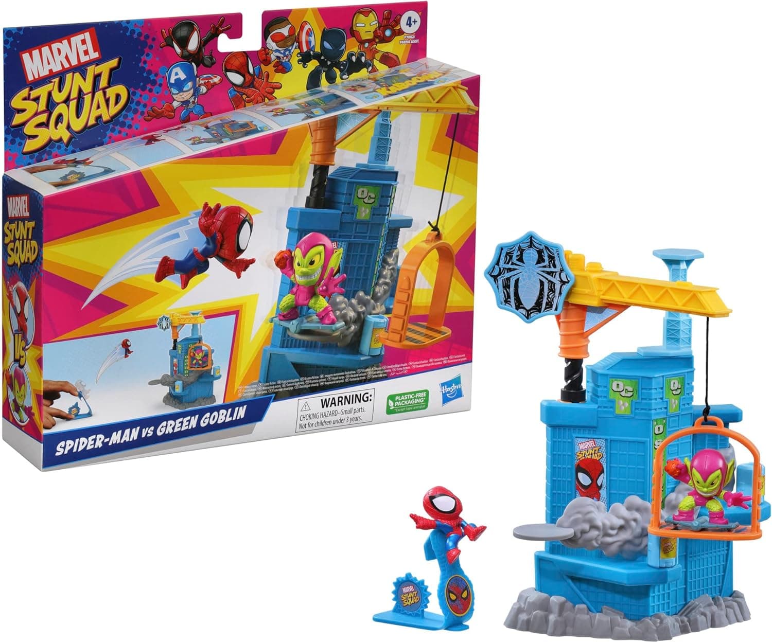 Hasbro Marvel Set de jogo Crane Smash com Spider-Man vs. Duende verde, figuras de super-heróis de 3,5 cm, multicolorido, tamanho único (F70625X0)