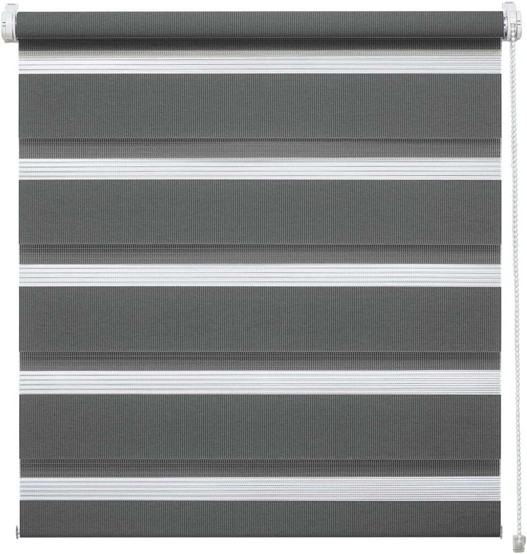 Deco Company Duo Estore de rolo para janelas sem perfuração, todas as peças de montagem incluídas, poliéster, antracite, 50 x 150 cm