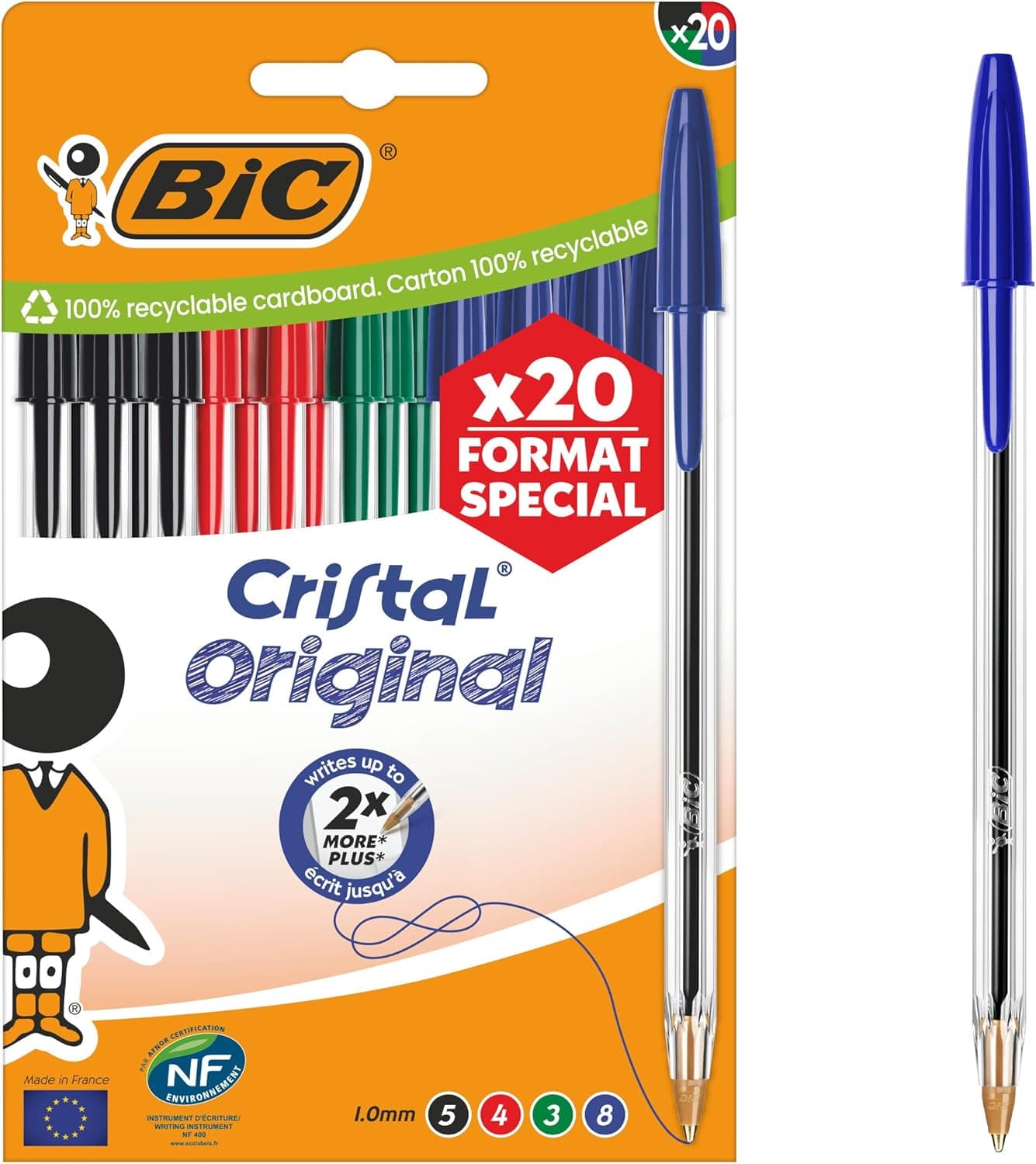 BIC Cristal Original | Caixa especial com 20 esferográficas de ponta média e cores sortidas