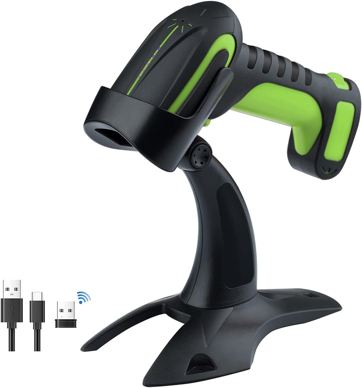 Tera Pro Leitor de código de barras QR de qualidade industrial 2D sem fios 1D scanner de mão 2,4 G sem fios Bluetooth excelente resistência a quedas (3 m) com suporte super estável, 8100