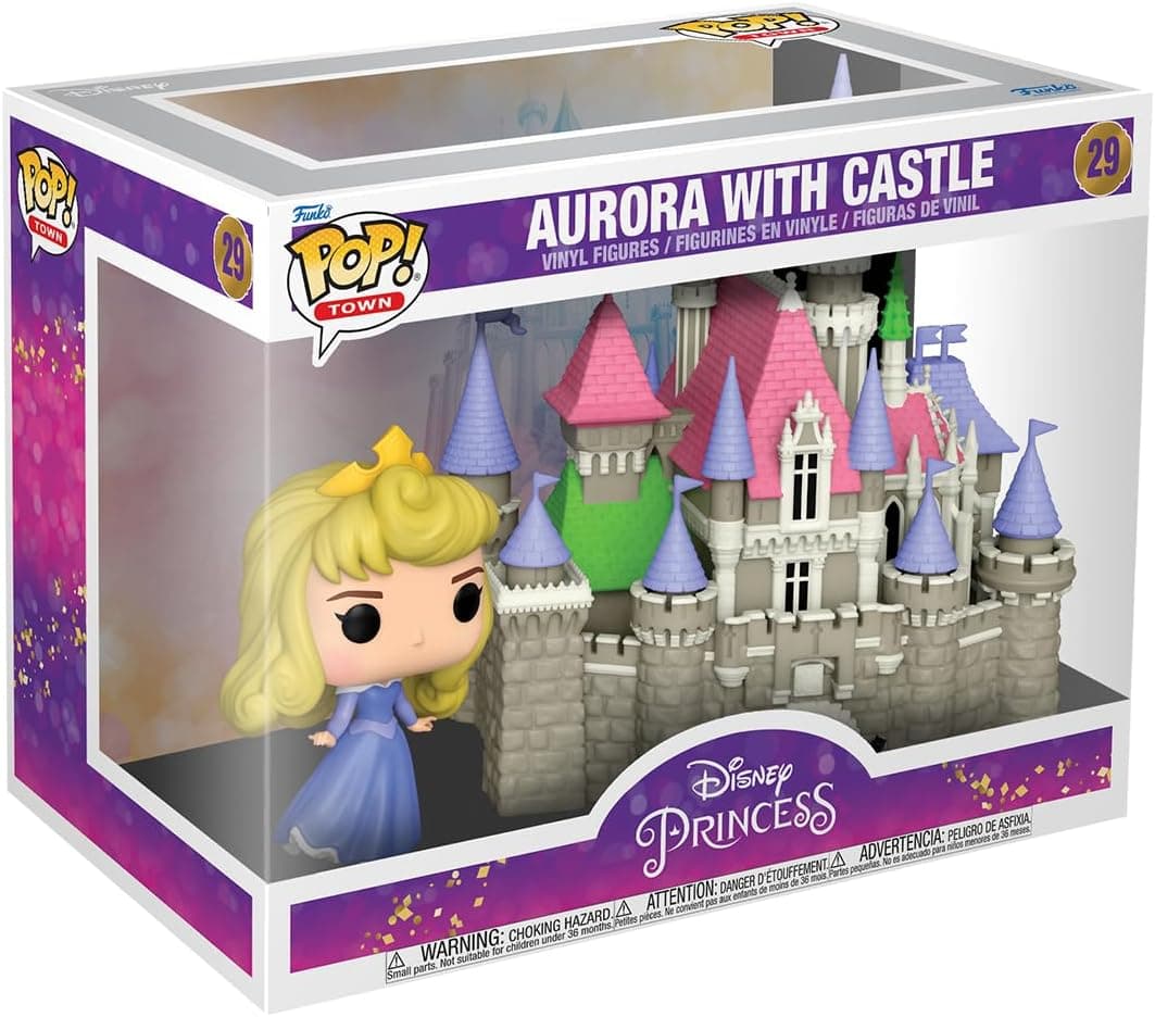 Funko Pop! Town: Ultimate Princess - Princess Aurora with Castle - Princesas da Disney - Figura de vinil colecionável - Ideia de presente- Mercadoria oficial 