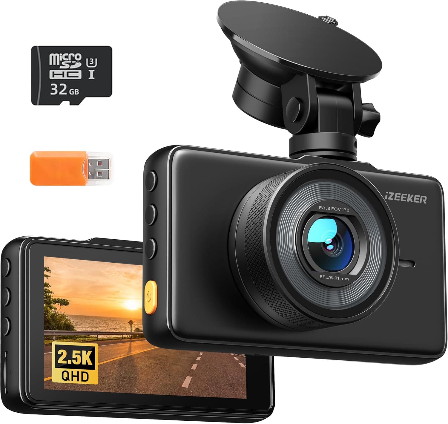 iZEEKER Câmara de carro FHD 1080P Dashcam, 2 opções de montagem, tela de 3 polegadas, 170° grande angular, sensor G, monitor de estacionamento, detecção de movimento, gravação em loop, WDR
