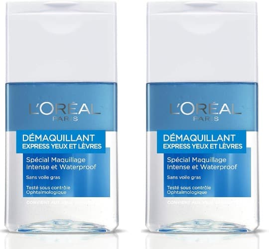 L'Oréal Paris Desmaquilhador para limpeza de maquilhagem resistente à água e de longa duração, 125 ml x 2