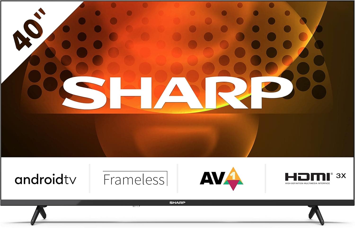 Sharp 40FH6EA Android TV (11) de 40" sem moldura (Full HD, 3X HDMI, 2X USB, Bluetooth), Google Assistant, Chromecast, Dolby Audio, Active Motion 400, cor preta