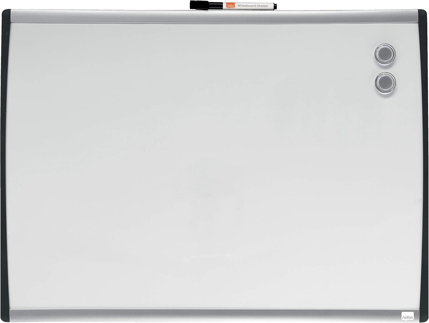 Nobo Ardósia magnética pequena com moldura curva para a parede da sua casa ou escritório, inclui marcador de ardósia, ímanes e almofadas adesivas de montagem, 585 x 430 mm, 1903783