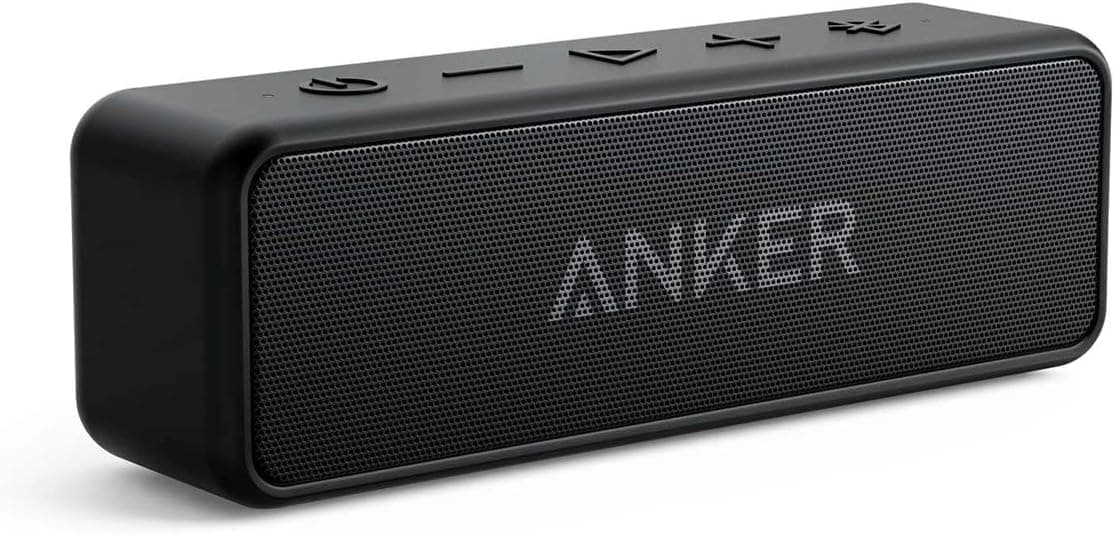 Coluna Bluetooth potente Anker SoundCore 2, bateria de 24 horas, proteção contra água IPX7, graves enormes com dois controladores de graves
