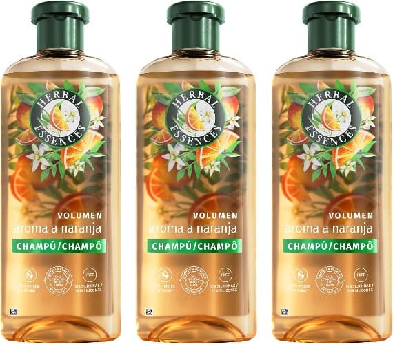 Herbal Essences Shampoo volume com aroma a laranja, 350 ml, para cabelo fino, sem silicone x3
