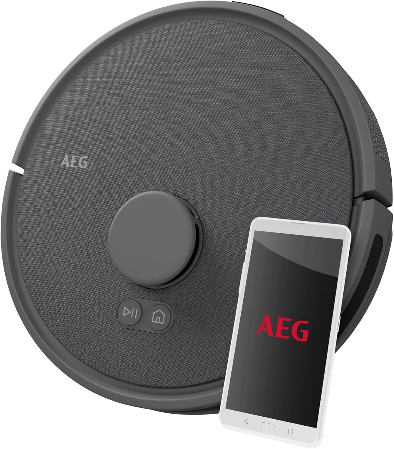 AEG AR71HW1DG Aspirador de robô, automonomia 125 min, navegação LiDAR, função de opa, 14,4 V, reservatórios de pó e água 0,28 l, controlo por voz, escova PowerBrush, base de carregamento, cinzento