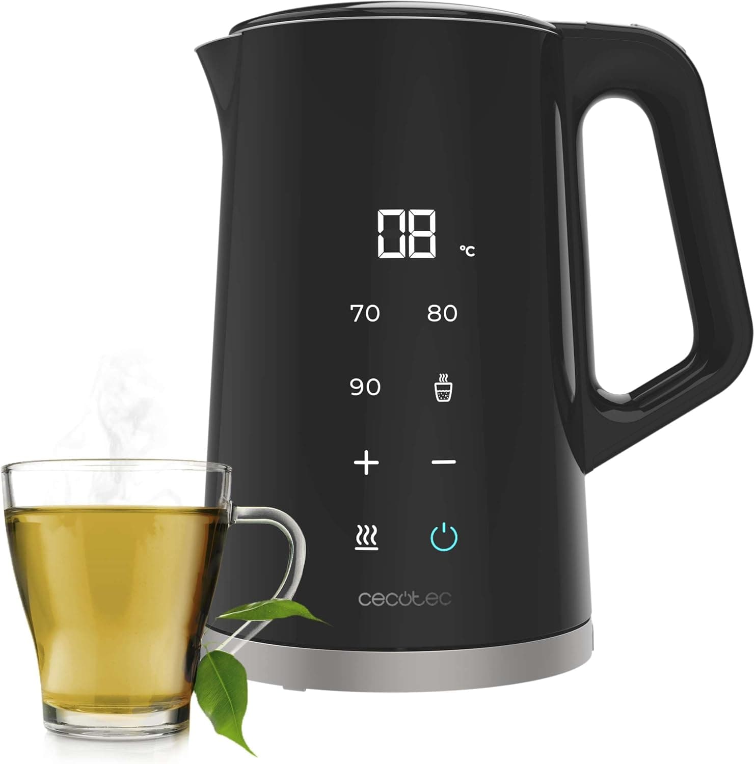 Cecotec Thermosense 800 Neo | Chaleira elétrica inoxidável 1,7 L com visor digital e regulação de temperatura