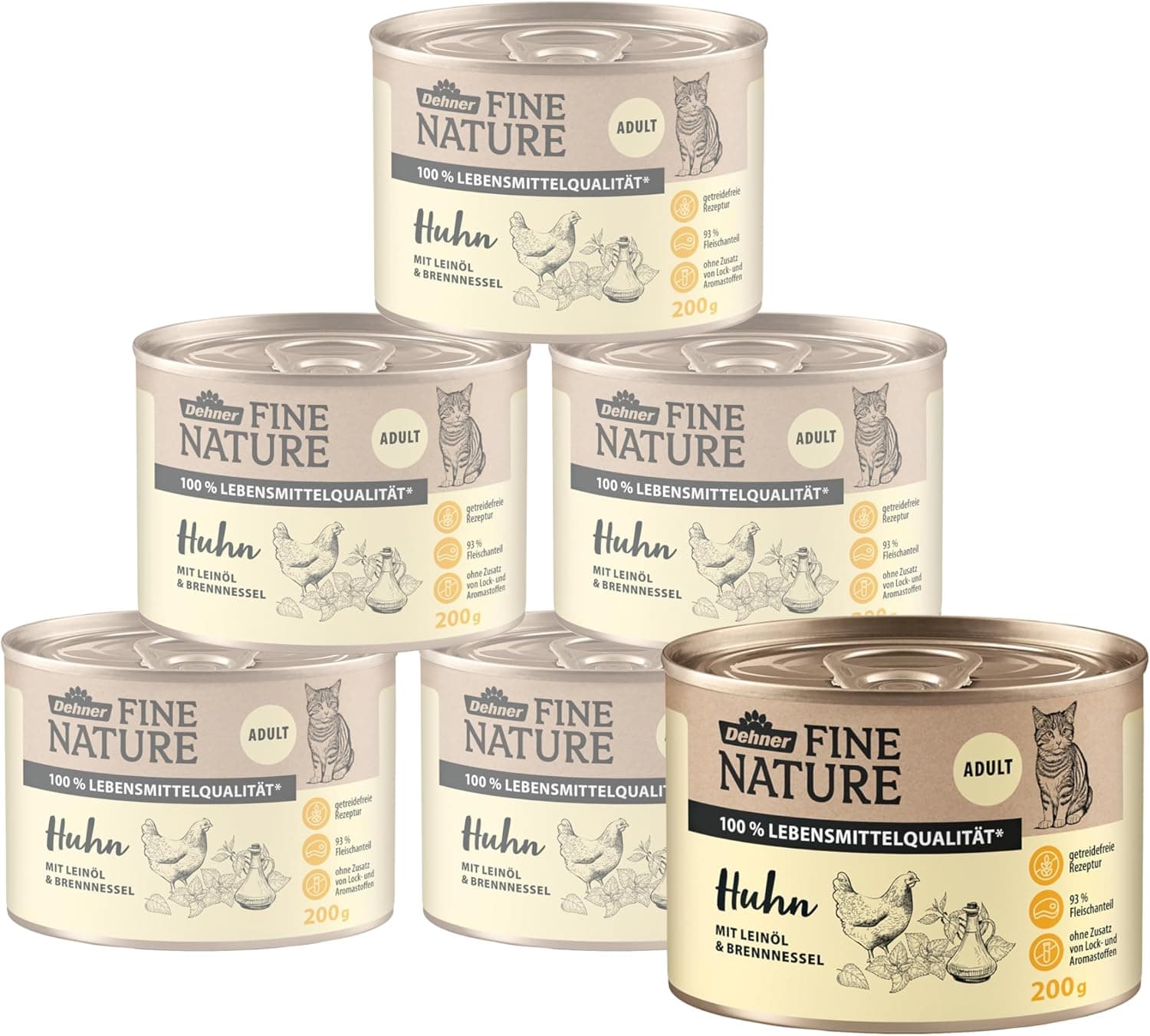 Dehner Comida húmida para gatos adultos, qualidade de vida, frango, 6 x 200g