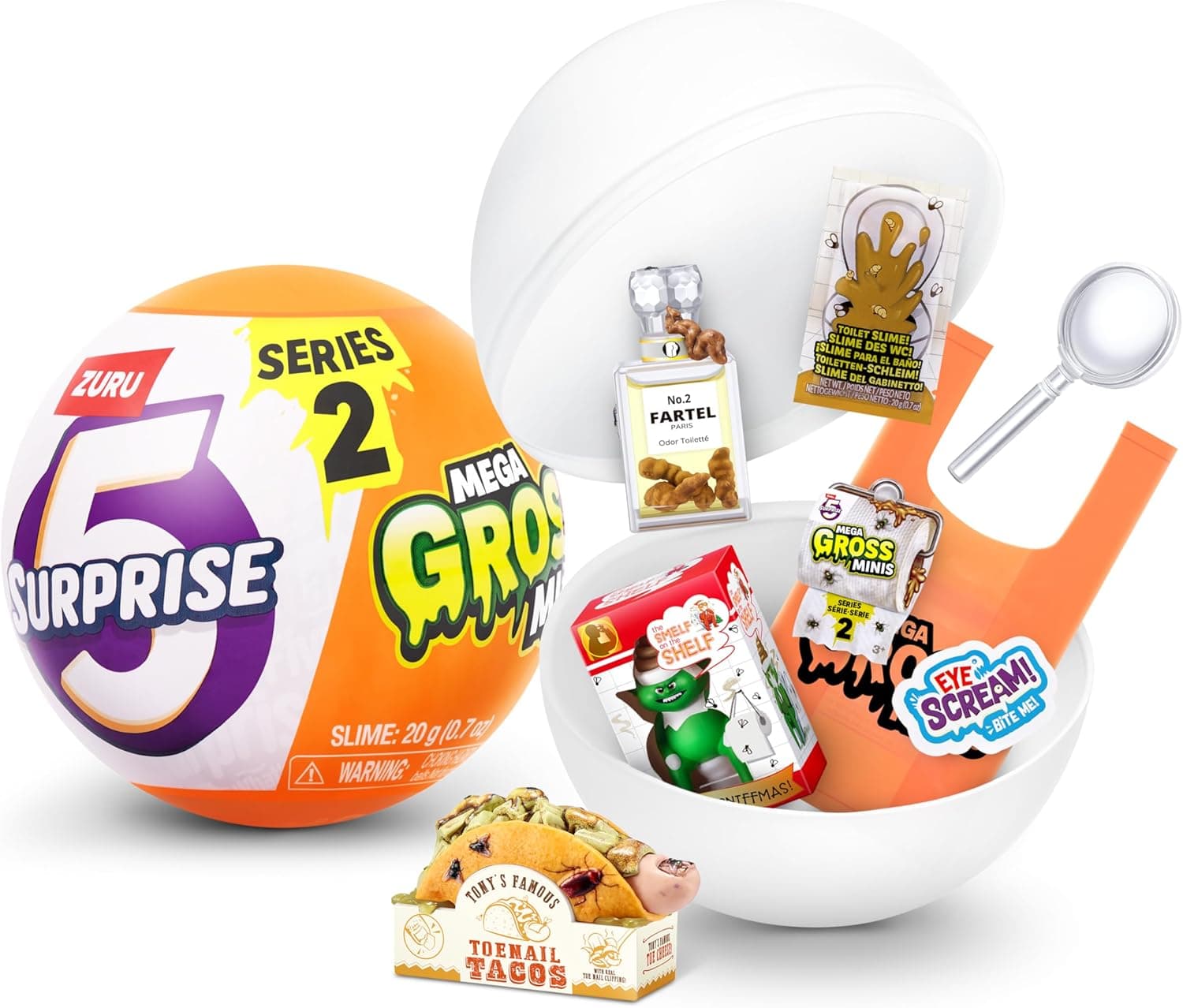5 Minis surpresa mega Gross série 2 de ZURU, mistério, colecionável, mini, paródia