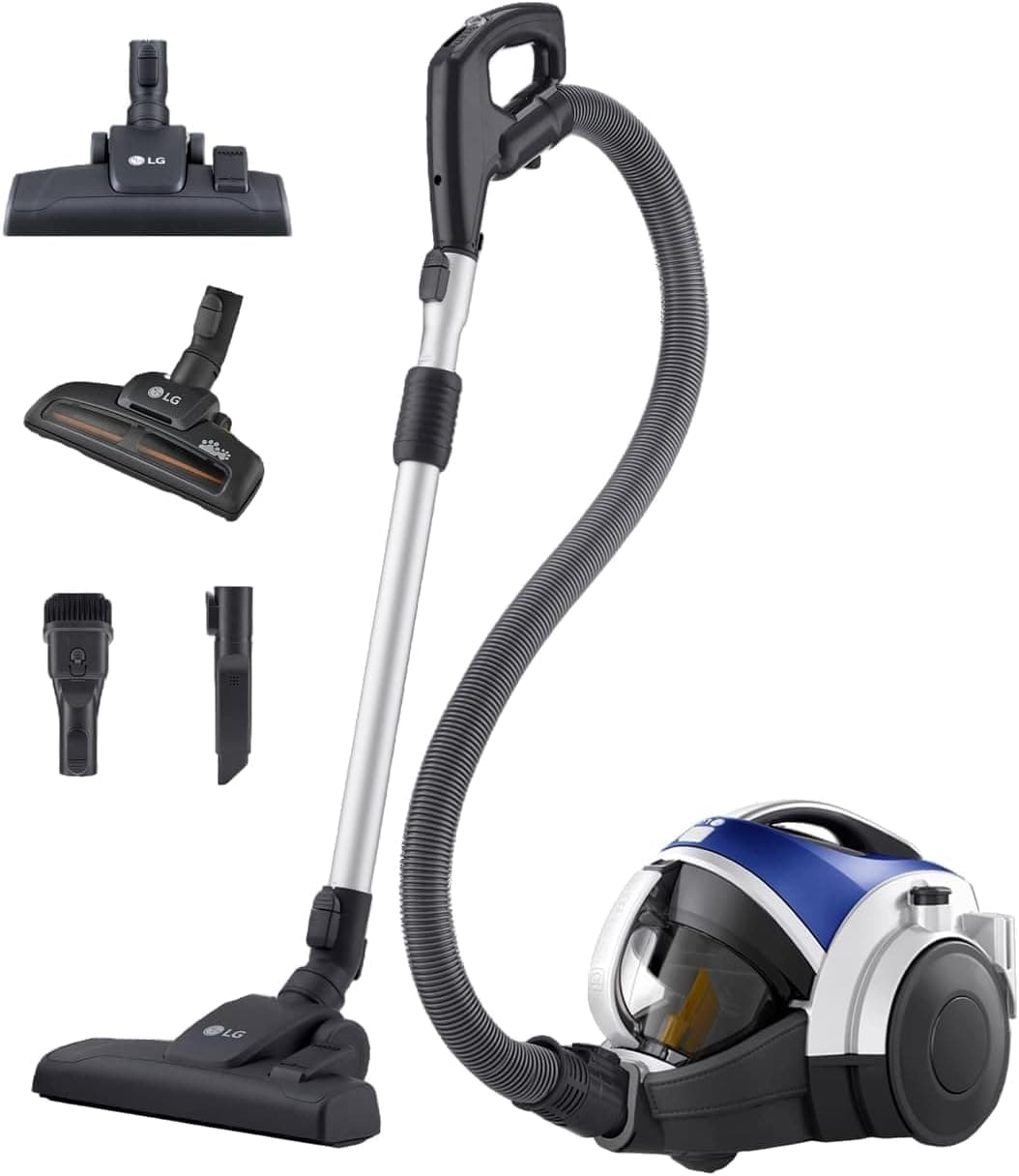 LG VK8506NHAC Aspirador sem saco, 650 W, sistema Kompressor, turbo ciclónico, aspirador tubo telescópico, reservatório 1,2 cm x 3, regulador de potência, especial animais de estimação, escova 2 em 1