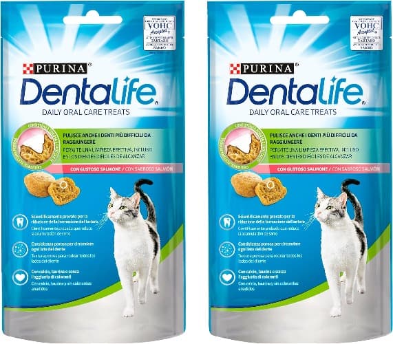 Dentalife Purina Daily Oral Care, Snack dentário, prémio para gatos, sabor salmão 40 g x 2
