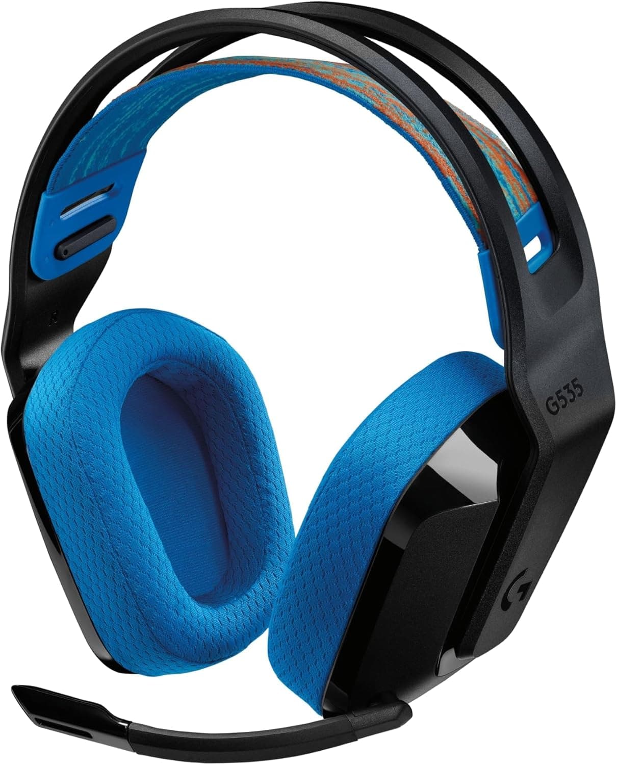 Logitech G G535 LIGHTSPEED Auriculares sem fios microfone para gaming - auriculares supra-aurais leves, microfone voltável para silenciar, bateria de 33 horas, PS5, PS4 e PCpor USB-C - preto/azul