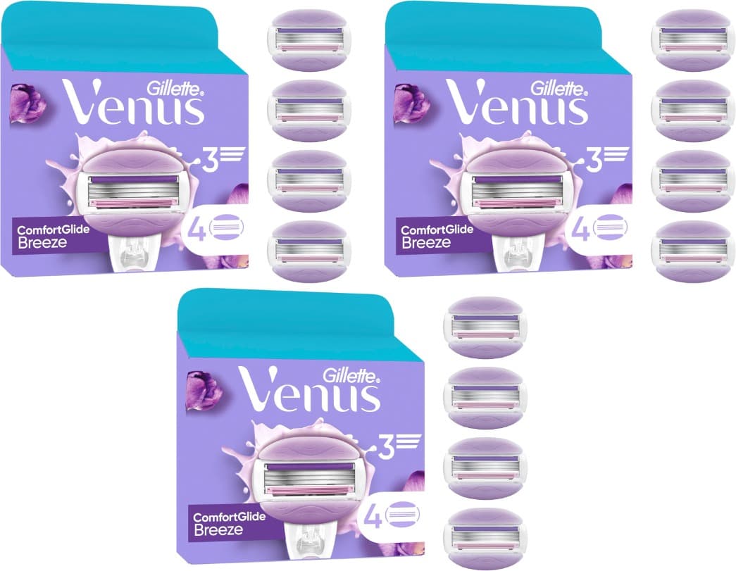 Venus Gillette ComfortGlide Breeze folhas, folhas de substituição 4 peças x 3