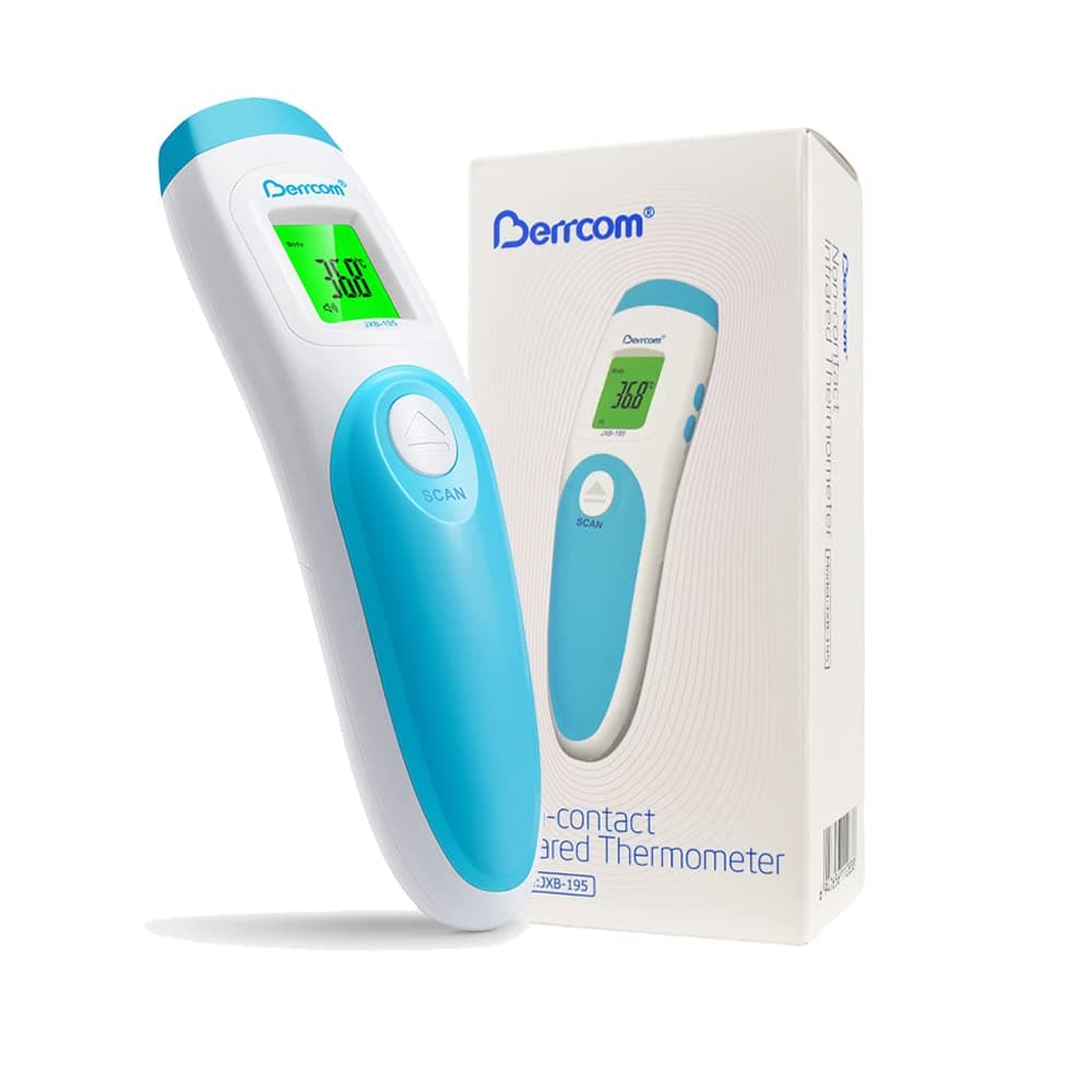 Berrcom Termómetro digital termômetro frente infravermelho sem contacto termómetro bebés, médicos termómetro ecrã retroiluminado de temperatura de leitura instantânea