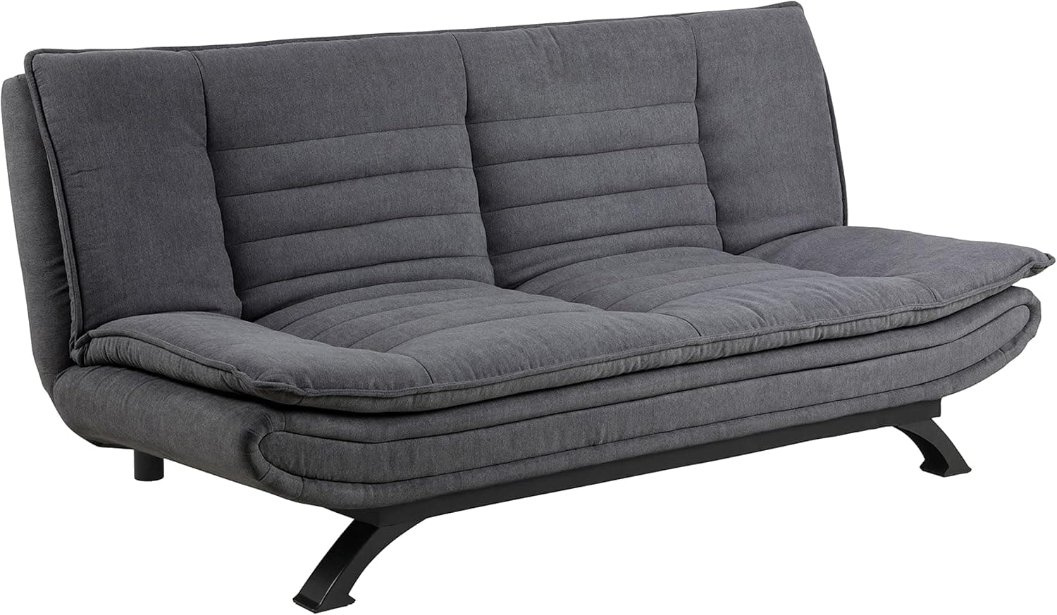AC Design Furniture Jasper Sofá cama cinzento escuro/preto, com 3 posições reclináveis, moderno de 3 lugares sem apoios de braços, estofada com pernas de metal preto, L: 196 x A: 91 x P: 98 cm