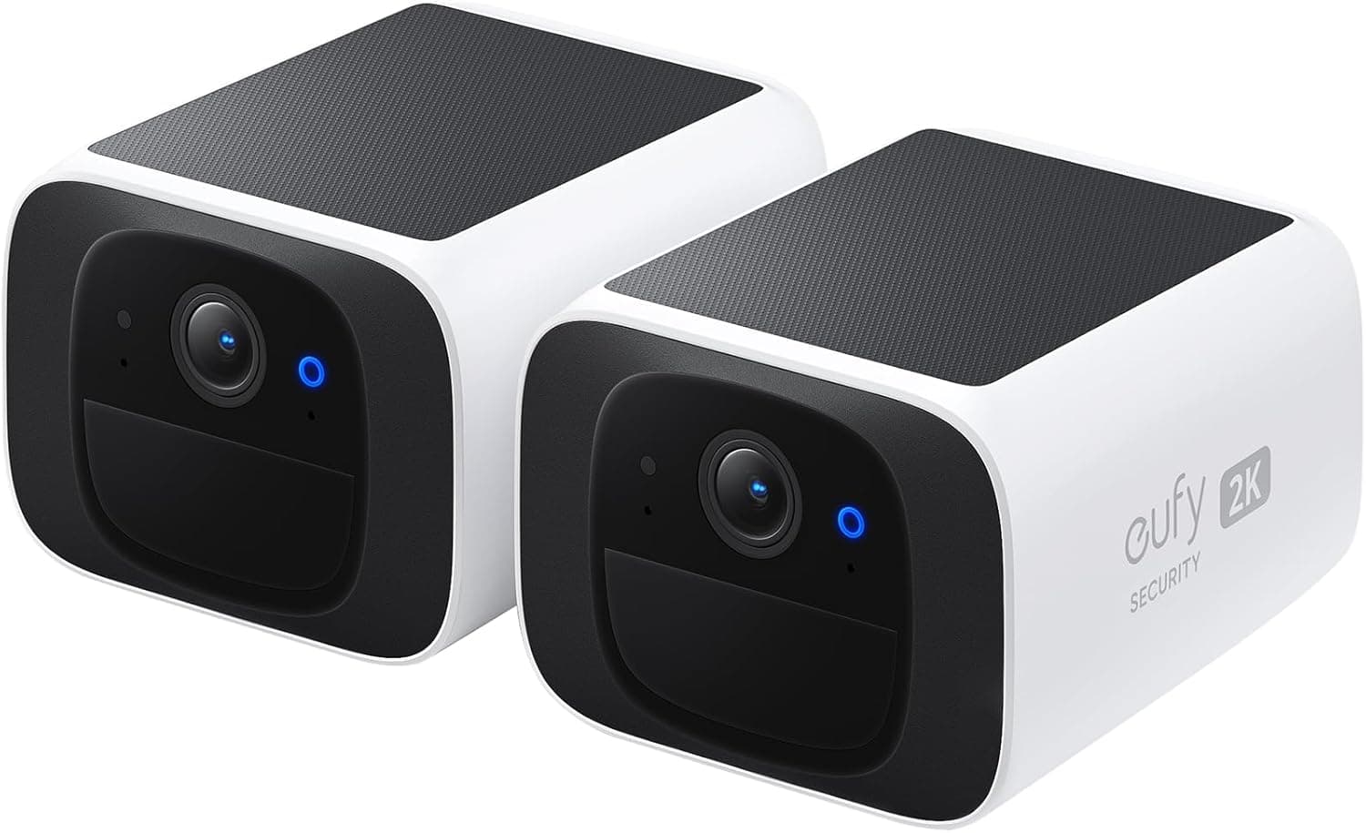 eufy Security Câmara de vigilância exterior S220 SoloCam 2-Pack, resolução 2K, sistema solar, energia inesgotável, câmara de vigilância energia solar, Wi-Fi de 2,4 GHz, sem taxas mensais